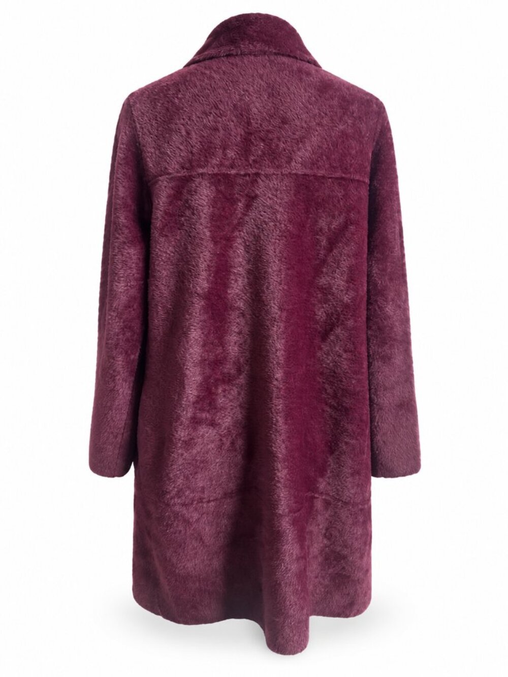 Cyrus Burgundy Wine Plush Faux Fur Long Coat Ultra Soft Classic Luxurious Size M - Picture 3 of 8
